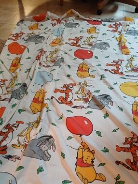 Winnie the Pooh Cotton Bed Sheet - White with Multi-Color Characters Flat Sheet